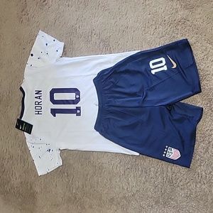 LINDSEY HORAN USWNT 10 NIKE FIFA WORLD CUP SOCCER JERSEY SHORTS KIT NWT YOUTH XL